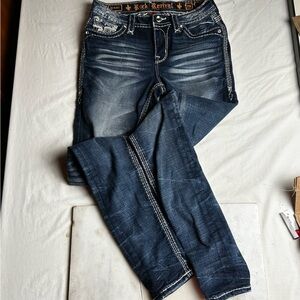 Rock Revival Yandel Women's Dark Blue Jeans with Embroidered Back Pockets